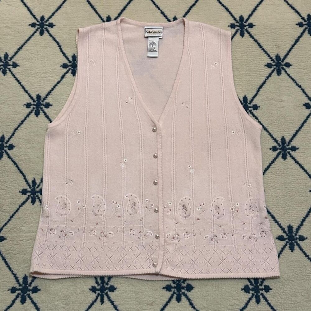 Vintage Napa Valley Embroidered Knit Sweater Vest